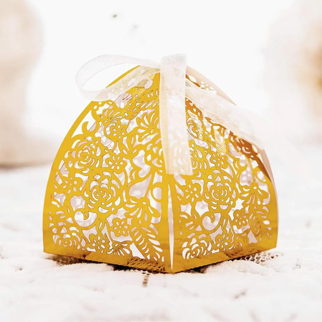 

50pcs laser-cut Candy Boxes,Wedding Boxes for Bridal Shower Anniversary Birthday Party Wedding Favor