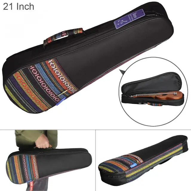 21 Inch Folk Style Knitted Ukulele Backpack Small Guitar Hand Portable Bag Cotton+Nylon Guitar Bag