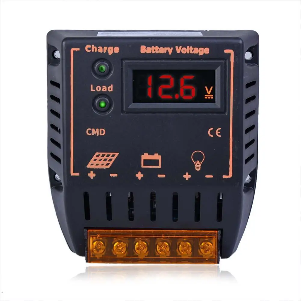 20A LCD 12V/24V Solar Panel Charge Battery Controller Regulator Auto Switch + 1Pair M/F Y Branch Connector Cable Wires | Обустройство