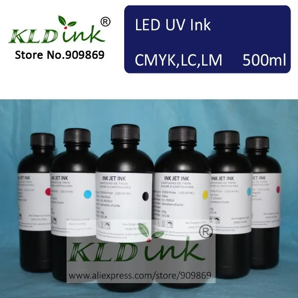 

[ KLD Ink ] Compatible LED UV Ink for  inkjet UV flatbed printer with DX5 DX6 DX7 printhead ( 6 pieces X 500ml )