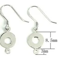 Твердые стерлингового серебра 925 крючки для серьг, Серебряные Крючки для ушей с Круглое очарование для серебряные ювелирные изделия изготовление 5 пар/лот