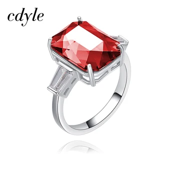 

Cdyle Embellished with crystals Female Anel 925 Silver Square Women Rings