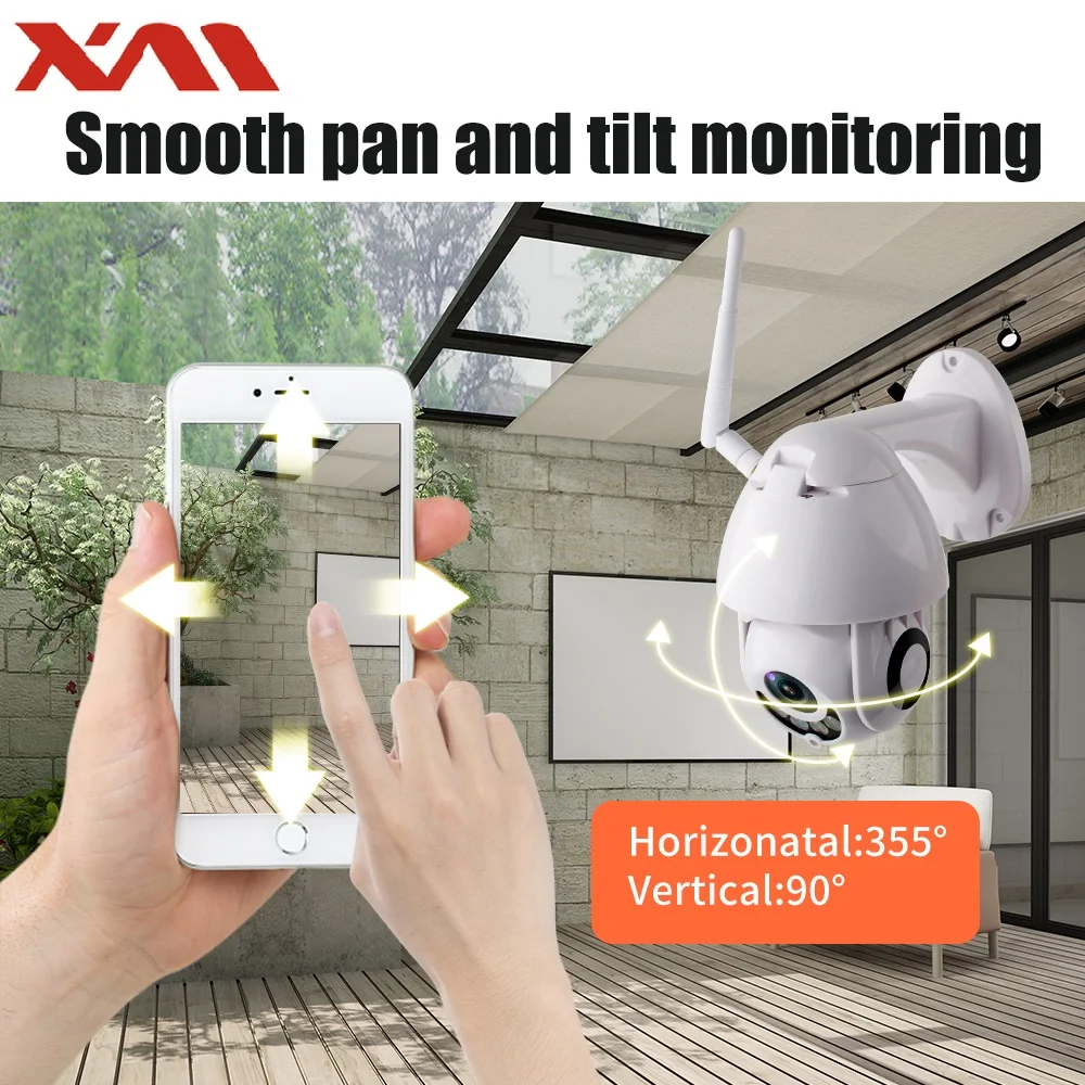 Беспроводная PTZ IP камера XM 1080P Wi Fi CMOS ночное видение H265 + ИК безопасности с датчиком
