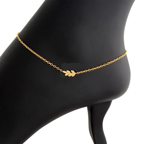 ICFTZWE Bracelet Cheville Stainless Steel Leaf Anklets Gold Colour Foot Leg Chain Bracelet For Women Christmas Gift ICFTZWE Bracelet Cheville Stainless Steel Leaf Anklets Gold Colour Foot Leg Chain Bracelet For Women Christmas Gift