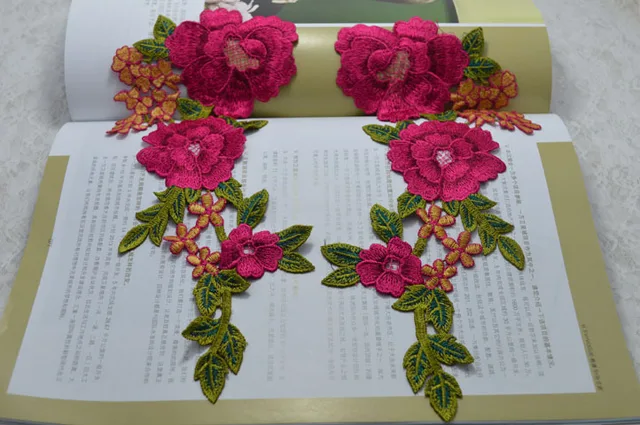 Бесплатная доставка Size28 * 12 см ( 2 пар/лот ) швейные цветочные цветочным мотивом венеция аппликация для одежды вышивка кружева патч