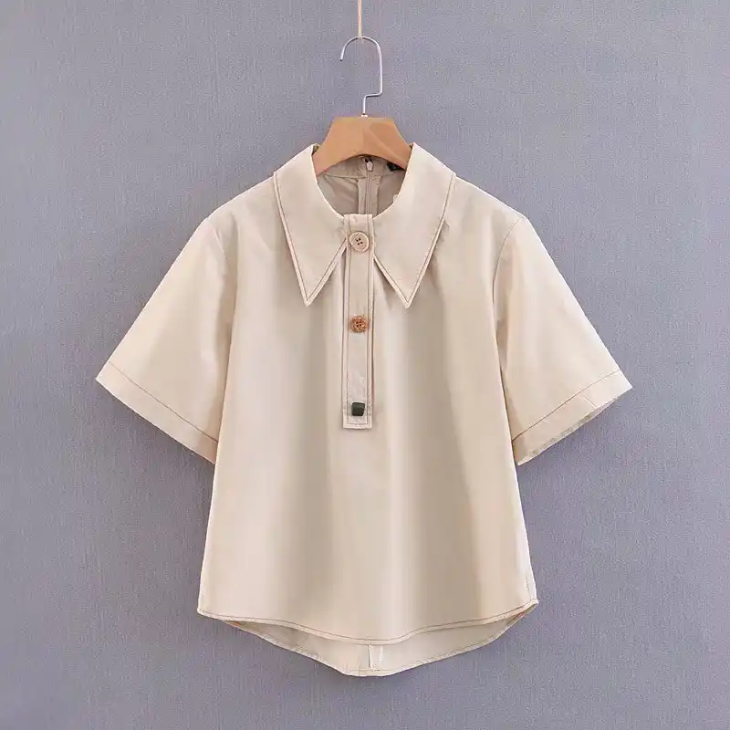 camisas de botones manga corta para mujer