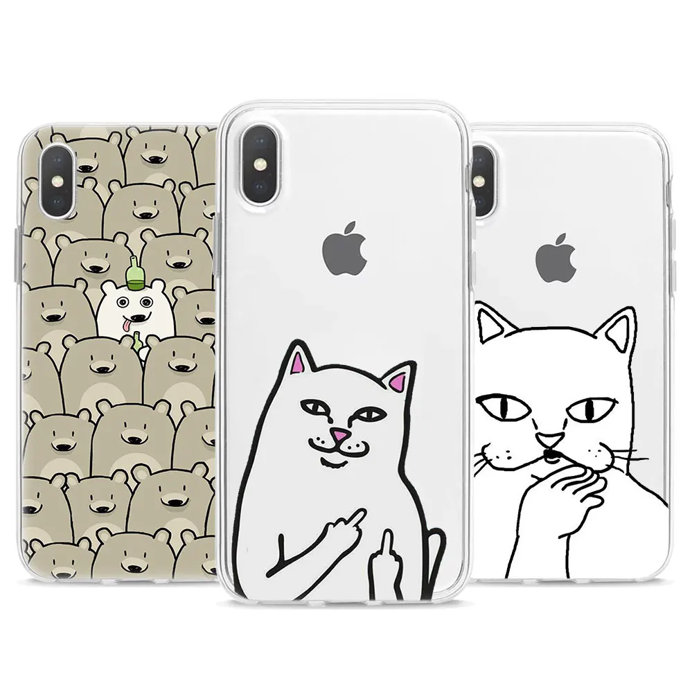 Soft Silicone Phone Case Pocket Cat Middle Finger Cat Soft Soft Silicone Phone Case Pocket Cat Middle Finger Cat Soft