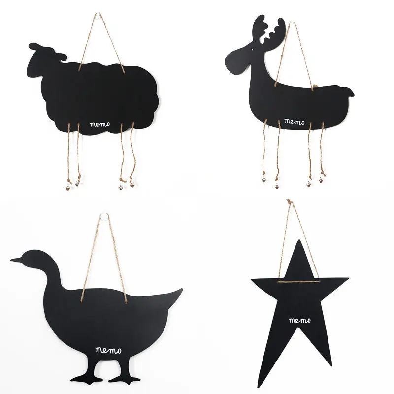 

Coloffice Cartoon Giraffe Shape Double-sided Hanging Wooden Creative Message Small Blackboard Home Decoration Wooden Crafts 1PC