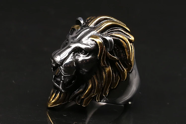 Men Large Golden Lion Head Stainless Steel Ring US Size 7 8 9 10 11 12 13 14 15 Men Large Golden Lion Head Stainless Steel Ring US Size 7 8 9 10 11 12 13 14 15