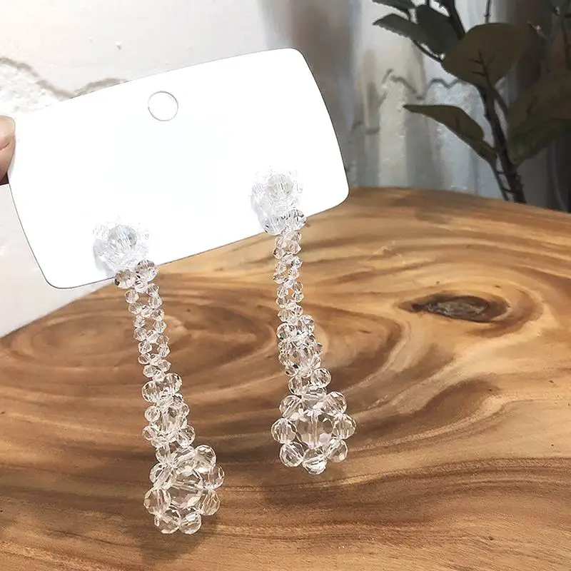 

Personality Transparent Crystal Long Earrings For Women 2019 New Party Holiday Earrings