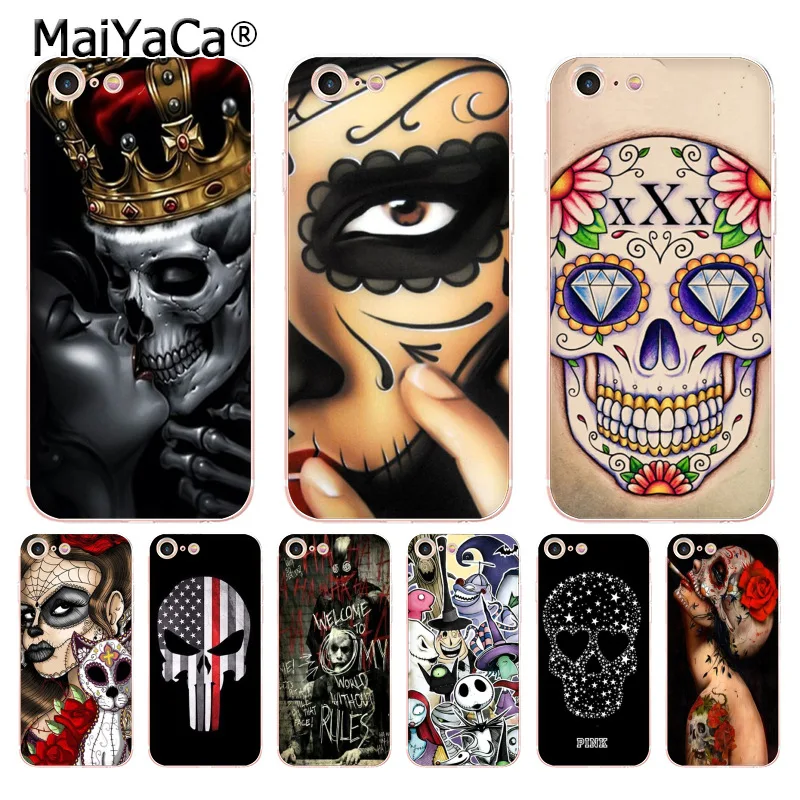MaiYaCa мексиканский череп кожа прозрачный мягкий ТПУ чехол для телефона iPhone 8 7 6 6S Plus
