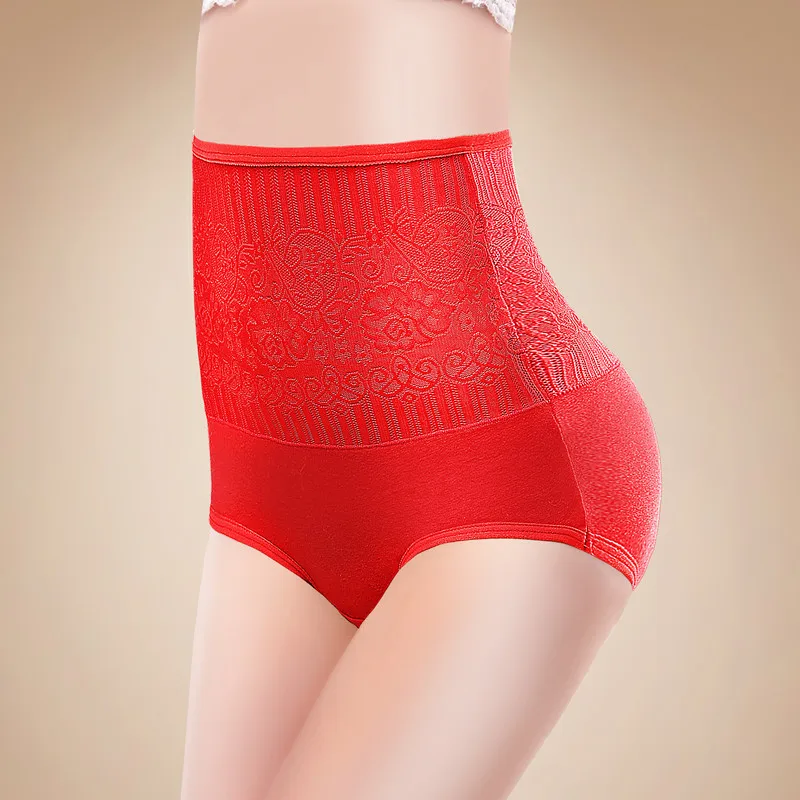 4Pcs/lot Control Panties Seamless Women High Waist Slimming Briefs Body Shaperwear Underwear Sexy Lace Lady Underwear