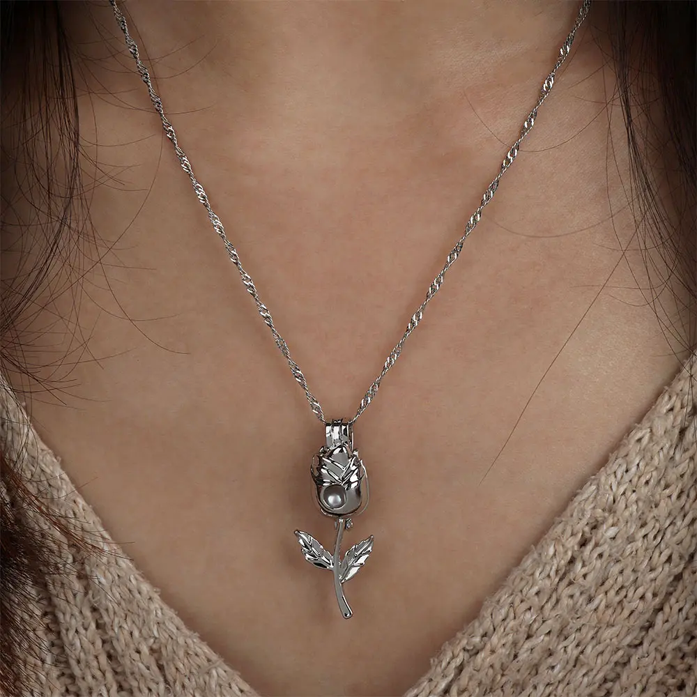 Rose Flower Hollow Necklace Mosaic Simulation Pearl Pendant Women Elegant Jewelry Gift collana | Украшения и аксессуары