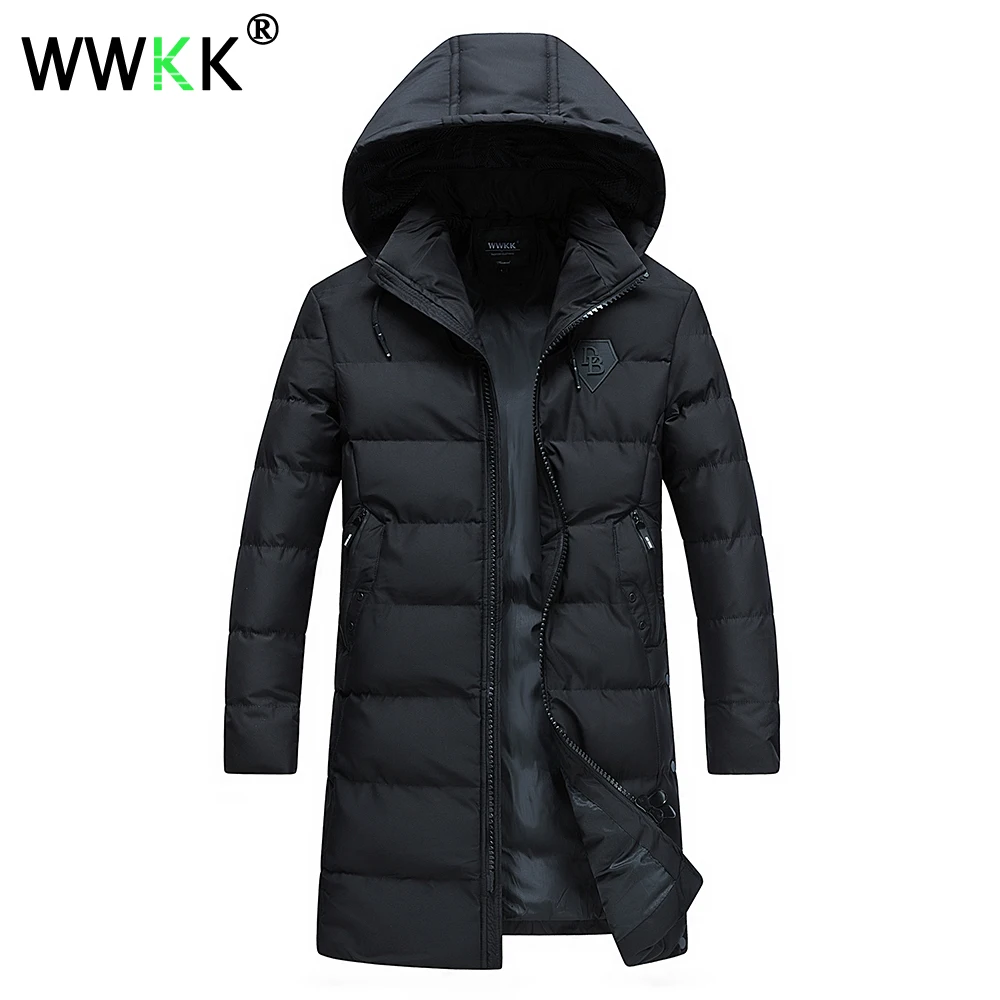WWKK, Длинные теплые зимние куртки, парки, мужские пальто, Тренч, пальто, мужское толстое Стеганое пальто, Аляска, куртка, верхняя одежда, съемная шапка