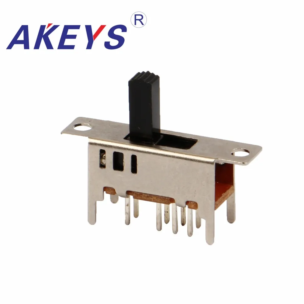 

100PCS SS-23D04 2P3T Double pole three throw 3 position slide switch 8 solder lug pin verticle type with 4 fixed pin
