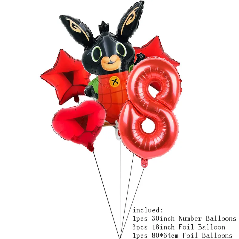 5 шт. 86*60 см Bing Банни фольгированные шары мультфильм кролик шары 30 дюймов номер ребенок 1 2 3 4 5 6 День Рождения Декор принадлежности игрушки - Цвет: 30inch Number 8