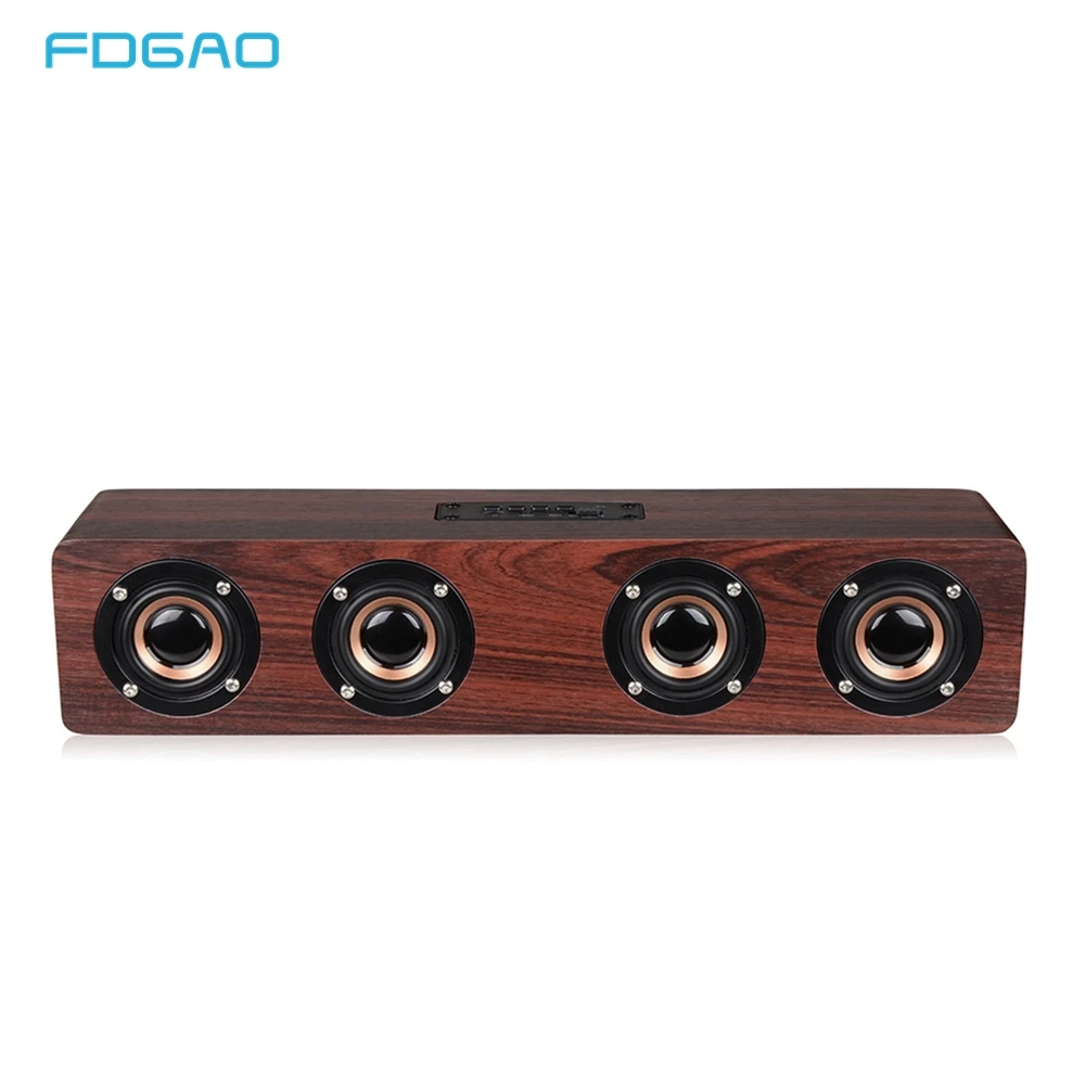 

FDGAO Wood Stereo Subwoofer Bluetooth Speaker Hifi Portable Wireless TF FM Soundbar Bass Music Sound Box Loudspeaker for Phones