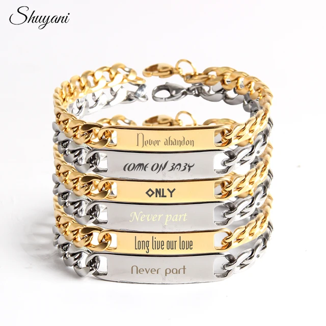 Stainless Steel Diy Customized Name Alphabet Chain Bracelets Stainless Steel Diy Customized Name Alphabet Chain Bracelets Bangles Women Men Engraved Bracelet