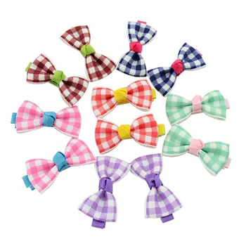 

20pcs/lot Baby Plaid Pattern Grosgrain Ribbon Small Bow Headdress Clips Kids New Born Hairclips Hairpins Girls Hair Accessories