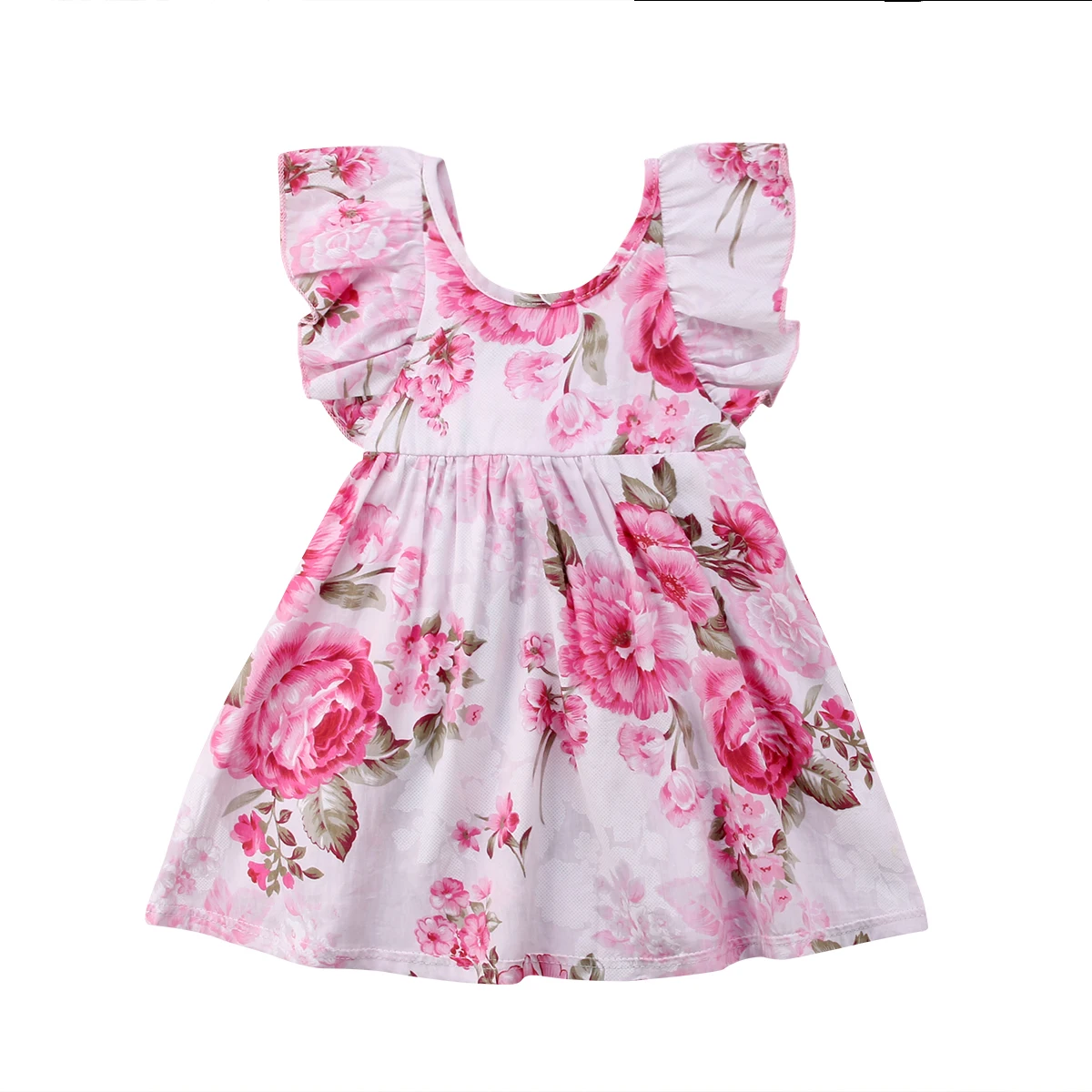 Baby Girls Summer Floral Dress Toddler Infant Kids Ruffles Princess Party Dresses 3-8Y