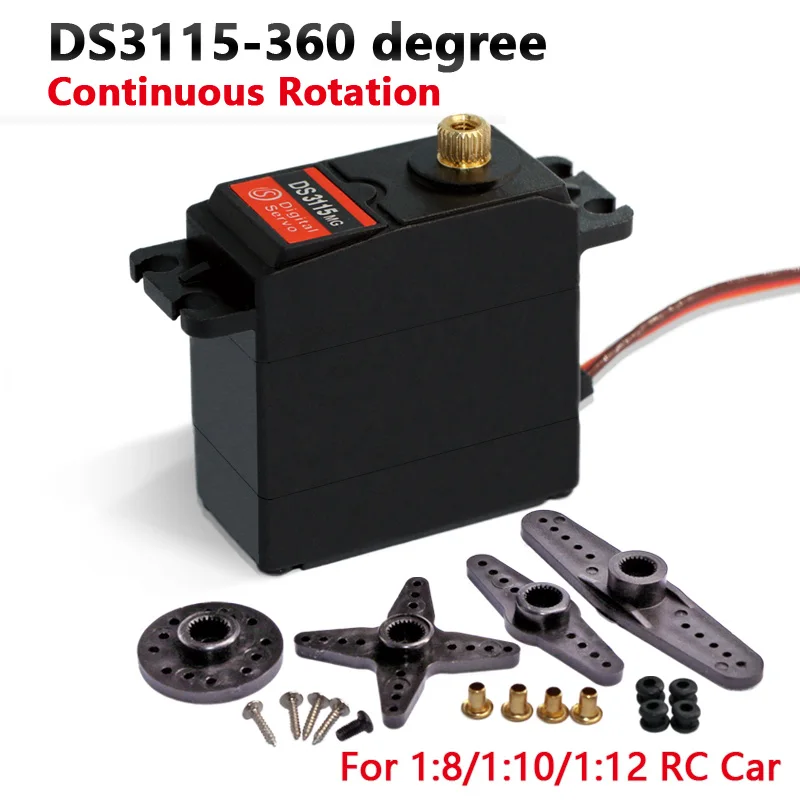 Baratos 1 servo de 360 grados de rotación continua Servo DS3115 engranaje de Metal arduino servo Digital 10 kg cm