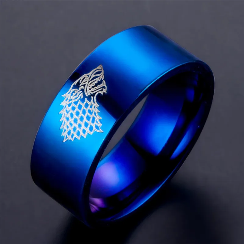 ZORCVENS новое кольцо из нержавеющей стали Игра престолов ледяной волк дом Старк из Winterfell мужское кольцо