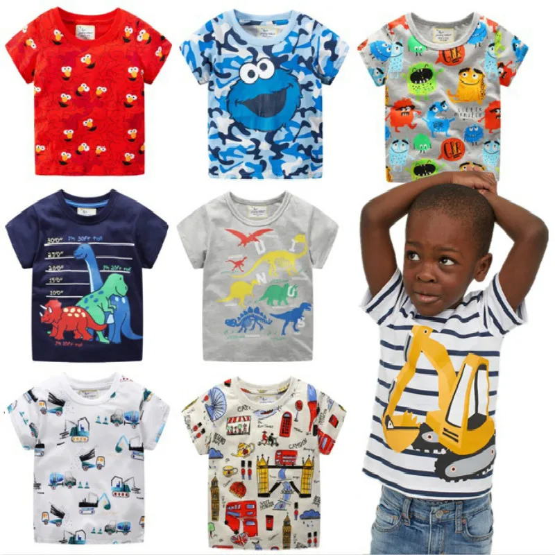 

children summer clothing baby boy T shirt cotton cookie monster short sleeve t shirt kids boy casual sport T-shirt 2-7Y 125
