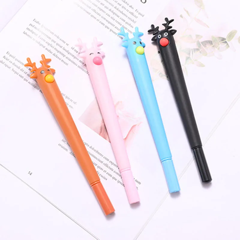 

New small fresh Christmas reindeer soft pen 0.5mm black pen student office stationery student supplies