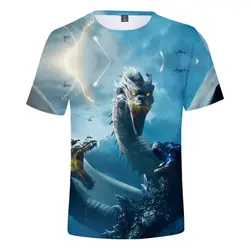 Новая футболка Godzilla: с принтом короля монстров, американский фильм, 3D, мужская и женская модная футболка с принтом Godzilla 2, Мужская футболка
