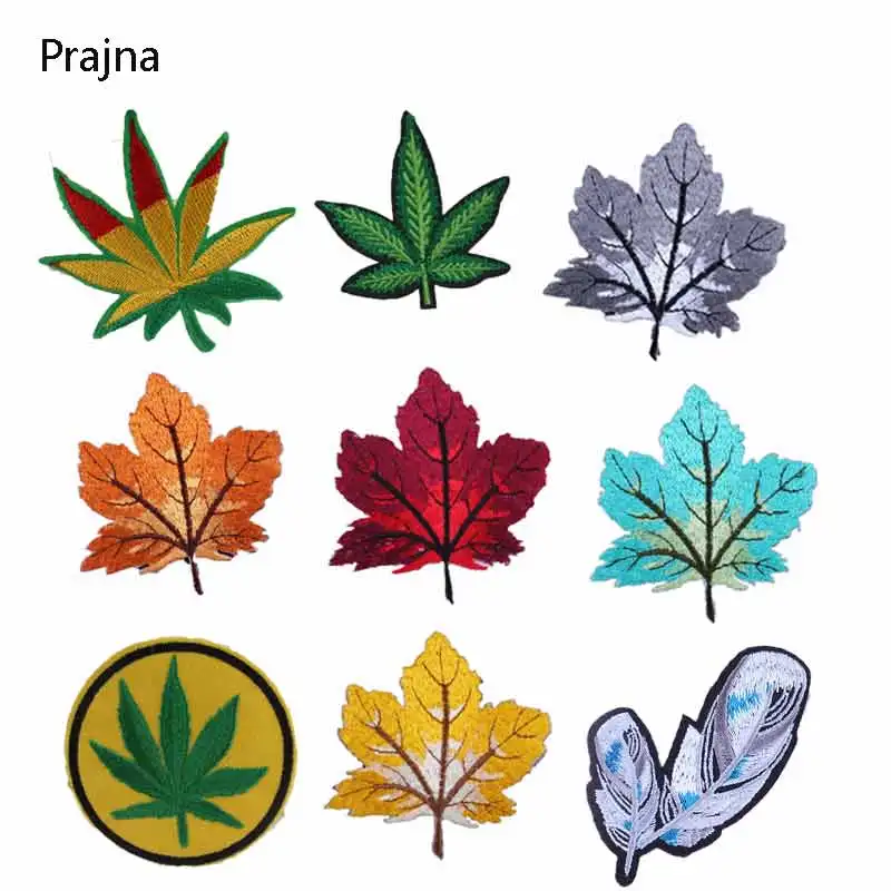 

Prajna leaf Patch Hot Melt Adhesive Green Leaves Patch Canada Maple Cheap Iron On Patches Embroidered Stickers For Clothes D