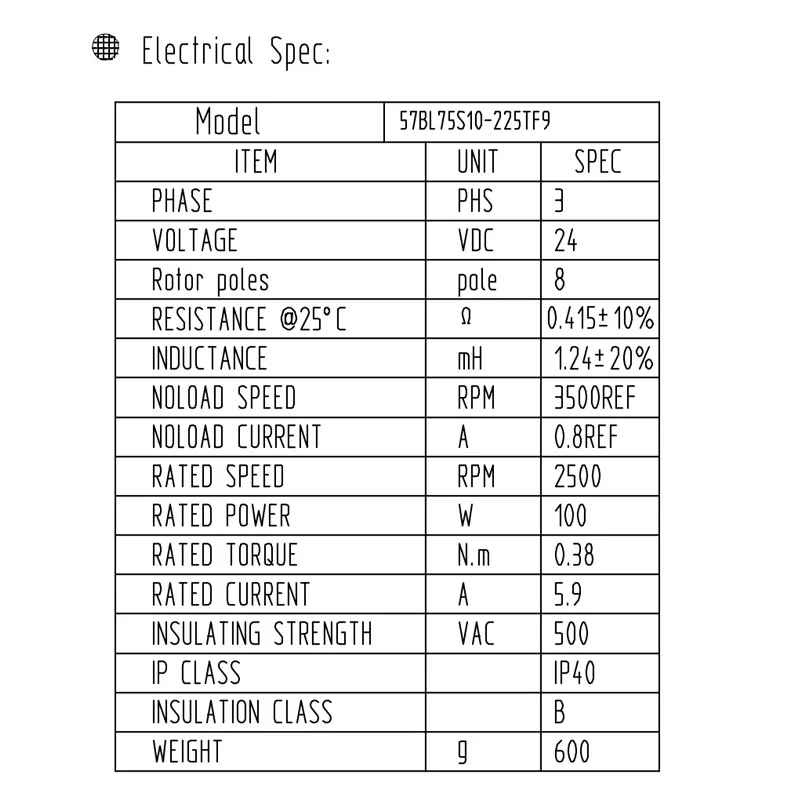 Бесщеточный двигатель постоянного тока 57BL75S10-225TF9 24V 100 Вт бесщеточным двигателем постоянного тока замкнутый контур 42/80