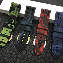22 мм/24 мм/серые/зеленые красные, синие камуфляжной расцветки, камуфляжный, силиконовый резиновый ремешок для наручных часов Panerai Ремень для PAM111/441 Пряжка для ремешков наручных часов инструменты