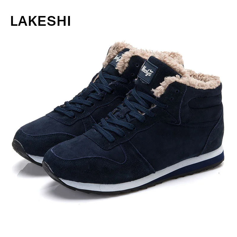 Men Boots Warm Winter Snow Boots 2016 Fashion Plush Ankle Boots Black Snow Winter Shoes
