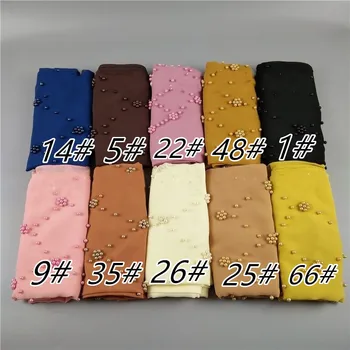 

J1 10pcs High quality pearl bubble chiffon hijab women scarf scarve lady solid shawls 180*75cm can choose colors