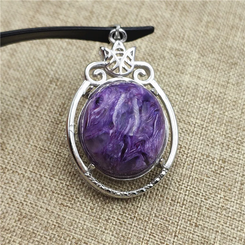 

Natural Purple Charoite Pendant 33x22mm Crystal Stone Beads Men Woman Love Gift 925 Sterling Silver Necklace Pendant Jewelry
