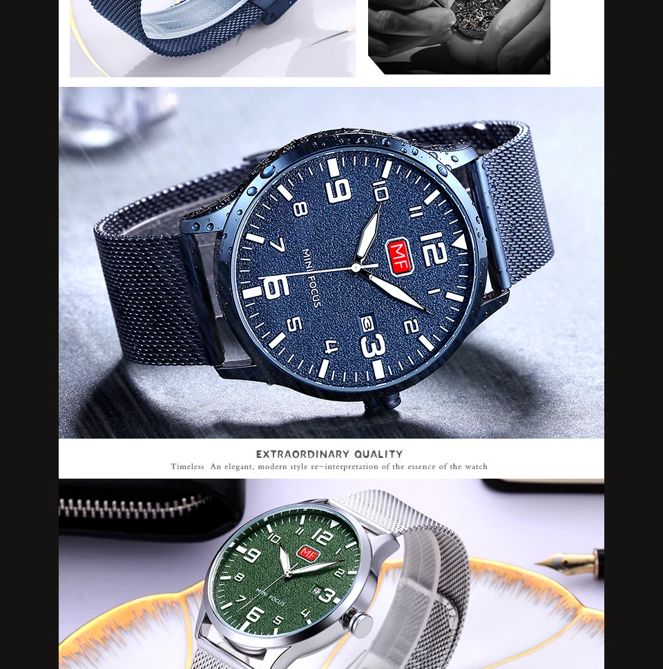 MINIFOCUS наручные часы для мужчин лучший бренд класса люкс известный мужской часы кварцевые часы наручные кварцевые часы Relogio Masculino MF0158G. 06