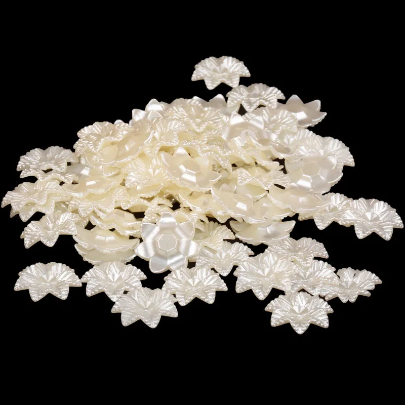 

25pcs/lot Resin Ivory Flowers ABS Imitation Pearl Beads Jewelry Making Buttons DIY Material Findings Garment Bead Accessories