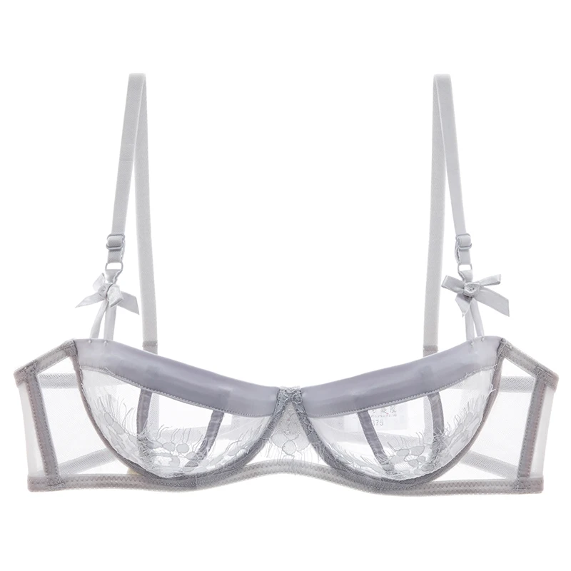 Sexy ultra-thin lace bra without sponge transparent half cup underwear comfortable bra woman