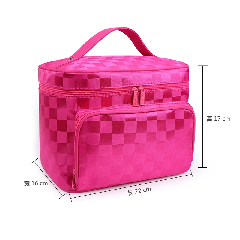 lattice Big Cosmetic Bag Women Stripe Waterproof Professional Toiletry Kit Wash Necessaire Travel Organizer Make up Box SZL61 2