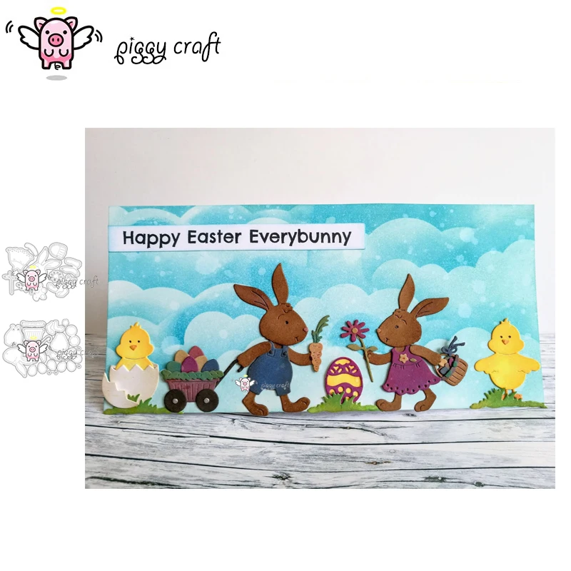 

Piggy Craft metal cutting dies cut die mold Male and female rabbit Scrapbook paper craft knife mould blade punch stencils dies