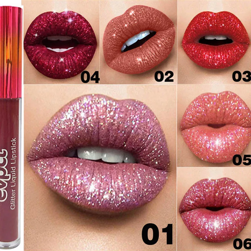 

Lipstick Matte Long Lasting Diamond Phantom Shiny Matte Metallic Lip Gloss Glitter Makeup Waterproof Lasting Diamond Lip Gloss