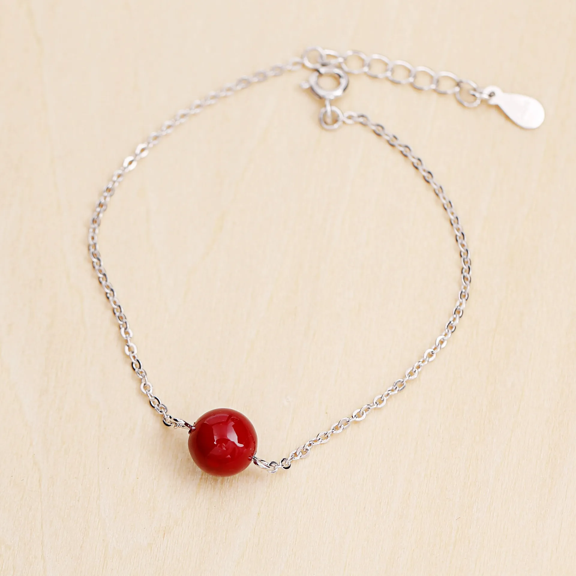 red bead bracelet 100% 925 Sterling Silver Jewelry fashion hypoallergenic bracelets for women gift