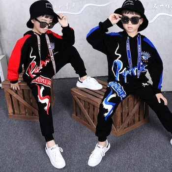 

new Spring boys hip hop suit Full sleeve Sweatshirts + Haren Pants 2Pcs sets For 2 -12 Year clothes for Children vetement garcon