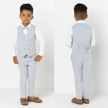 Новое поступление, одежда для мальчиков, детские костюмы с лацканами, одежда, выполненная на заказ, комплект из 2 предметов, костюмы для выпускного вечера(штаны+ галстук+ жилет) 015