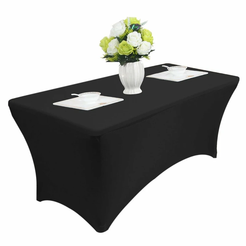 

High Quality Cocktail Stretch Wedding Hotel Birthday Solid Color Table Cover Buffet Cloth Table Set Tablecloth Decoration