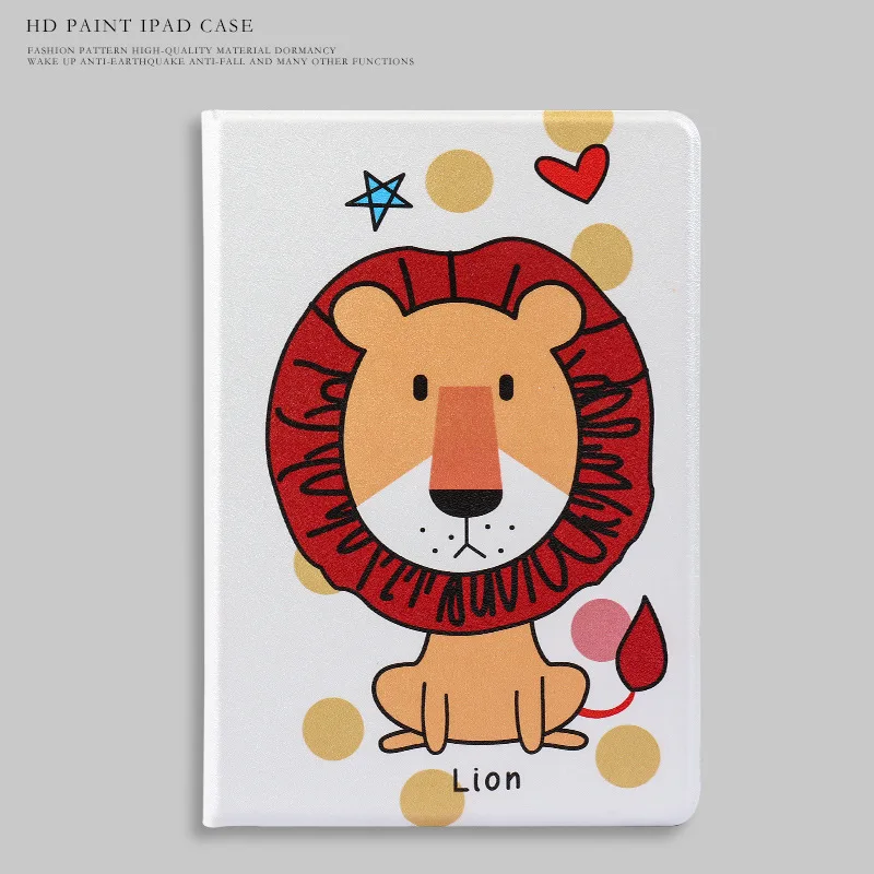 

For Ipad 2017 2018 Air1 2 Ipad Pro Mini 1 2 3 Cute Cartoon Lion Design Smart Case Sleep/Wake Up Function Hard PU Leather Cover