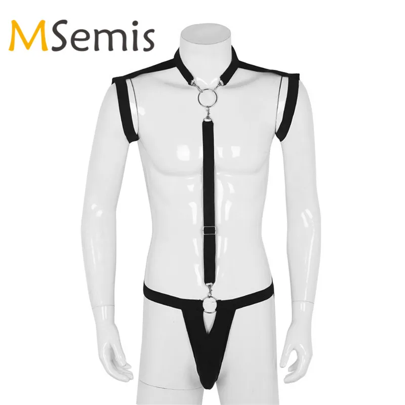 

Sexy Mens Lingerie Gay Borat Jockstrap Collared Mankini Pouch Panties Borat Swimsuit Shoulder Band Body Suspender Male Underwear