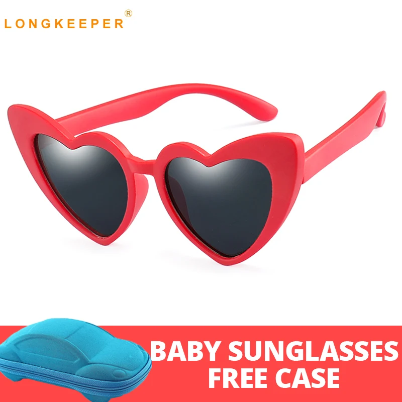 Brand Silicone Safety Polarized Children's Sunglasses Girl's Baby Red