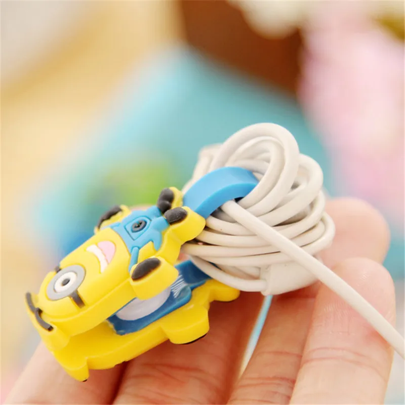 Милый мини мультфильм наушники Кнопка USB сматывание кабеля зарядный провод шнур Органайзер держатель для iPhone Android компьютерный кабель