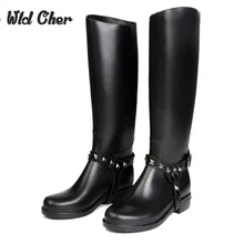 Г. Новая модная женская обувь сапоги для верховой езды на молнии в стиле панк высокие рыцарские сапоги женские резиновые сапоги теплые зимние размер 40